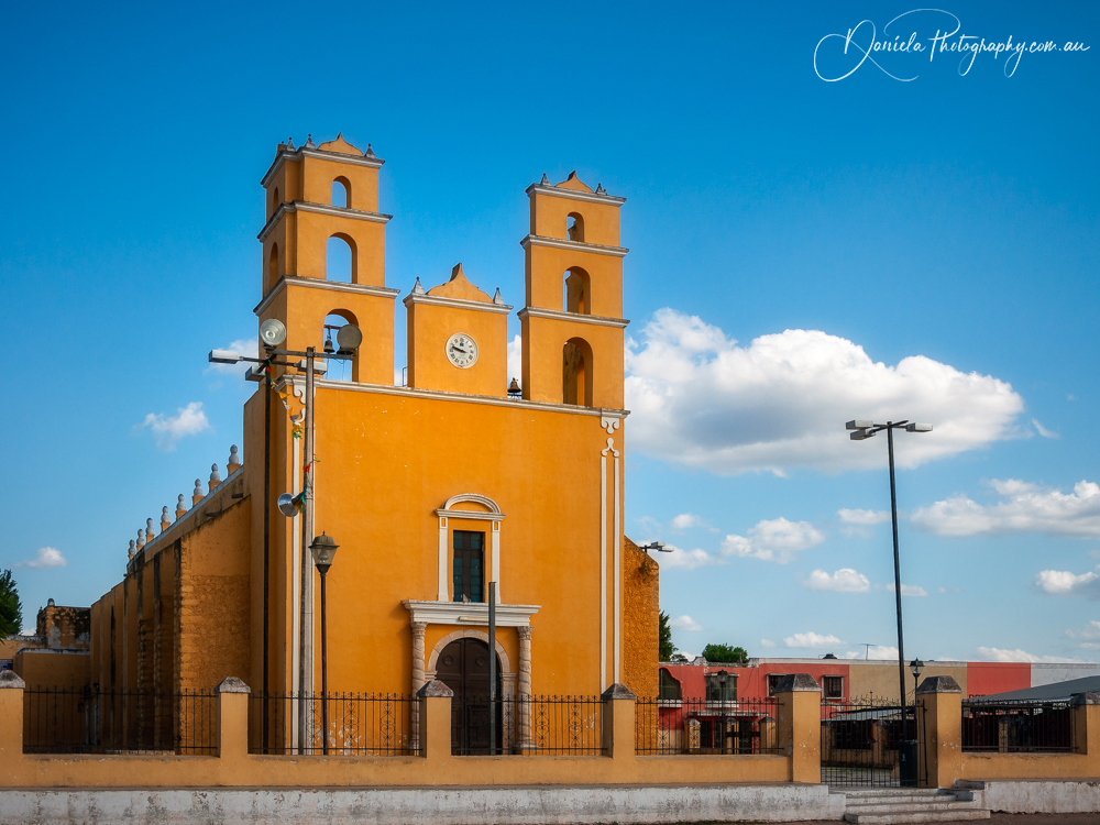 Acanceh Church in Spanish colonial architectural style, close to Merida, Mexico